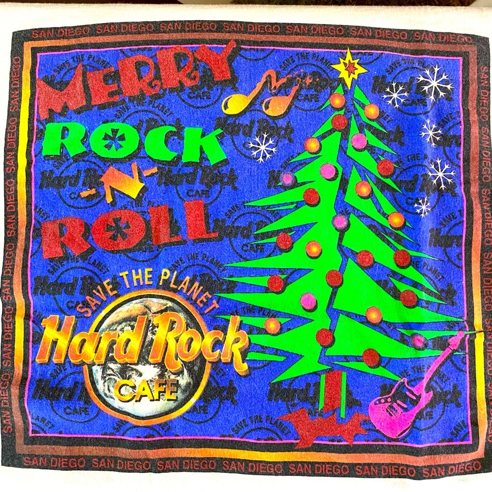 Vintage 90s Collectible Hard Rock Cafe Merry Rock n Roll Tee Size XL